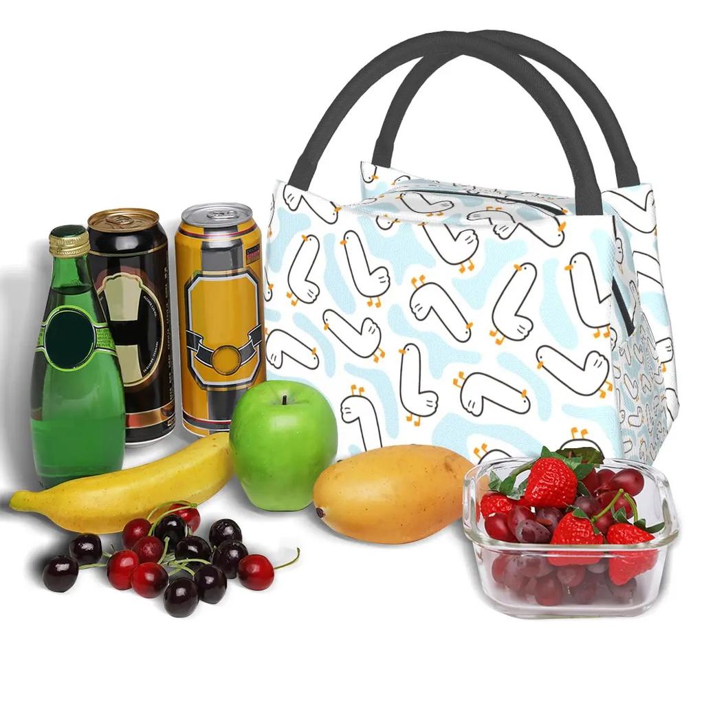 Lunch Bag for Women Farm Animal Ducks Cute Cartoon Thermal Cooler Waterproof School Funny Duck Kawaii Oxford Tote Bento Pouch