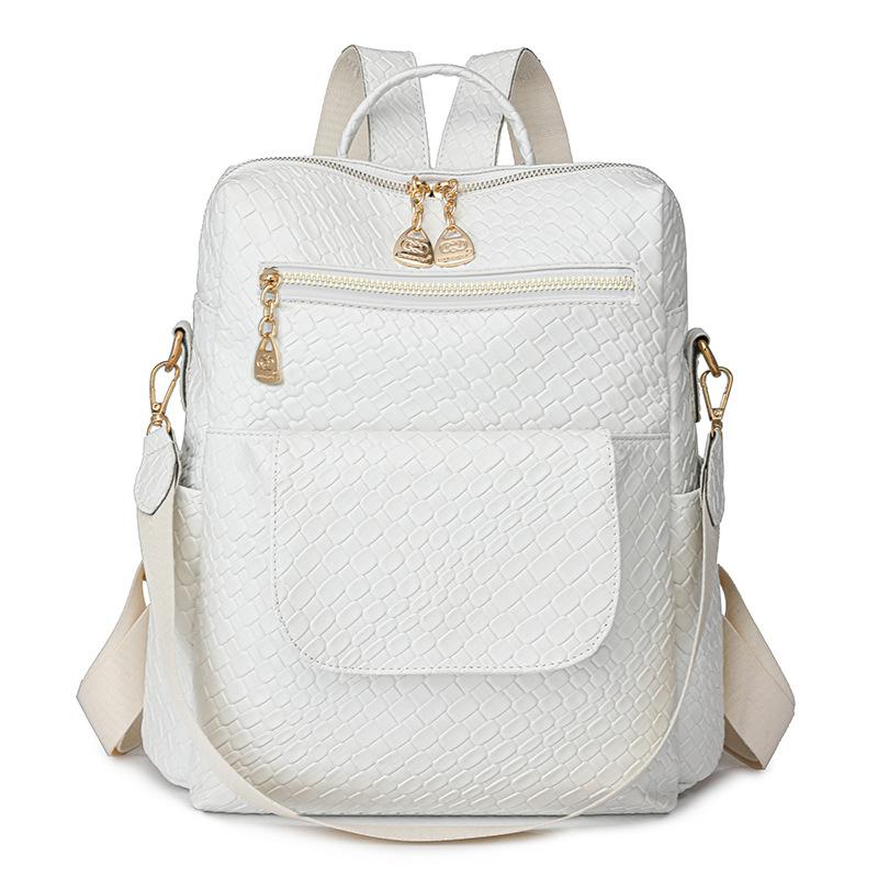 Woven double back new fashion PU women's backpack large capacity outdoor travel bag trendy casual backpack