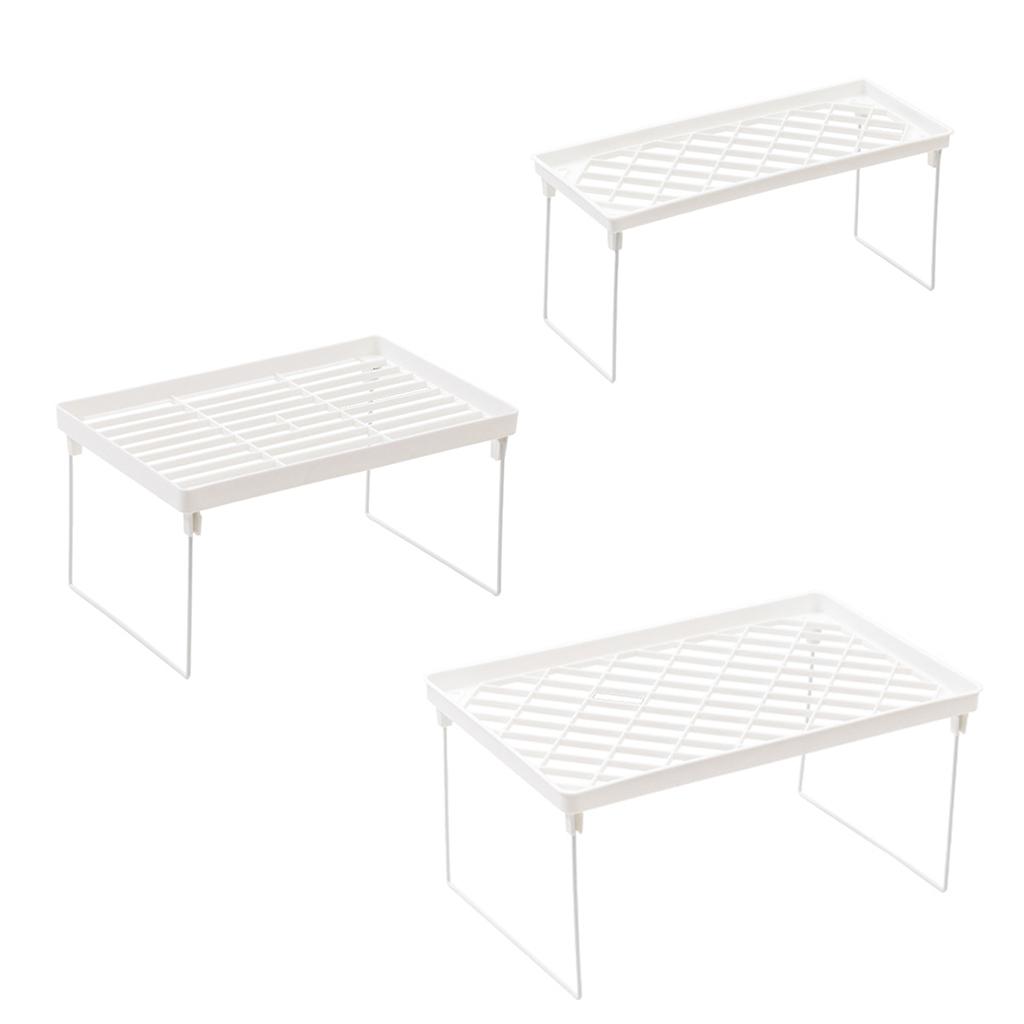 Stacking Cabinet Shelf Stackable Foldable Stand Rack Space Saving Shelf for Kitchen Bathroom Pantry Cupboard Home Office