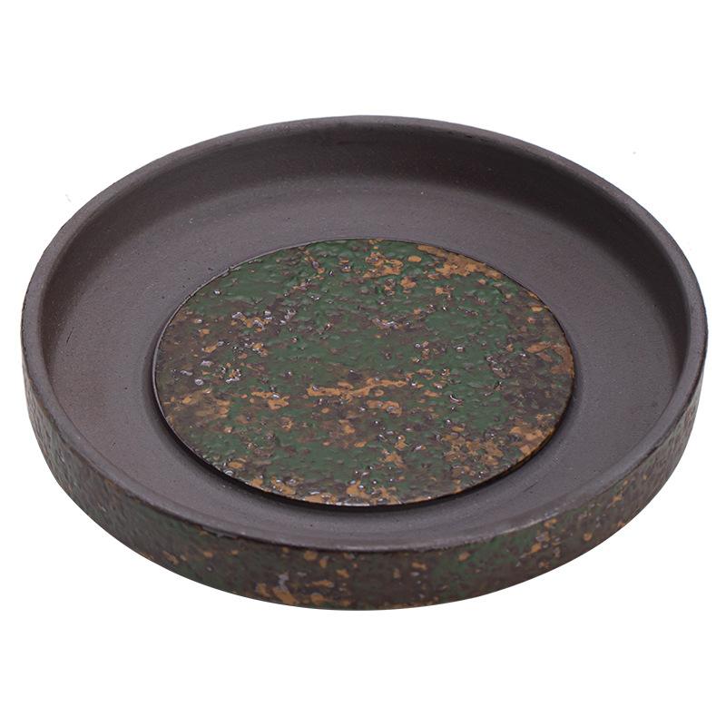 Kiln Change Coarse Pottery Pot Stand Retro Round Dry Brewing Tray Kung Fu Tea Set Chinese Style Cup Teapot Coaster Water Base