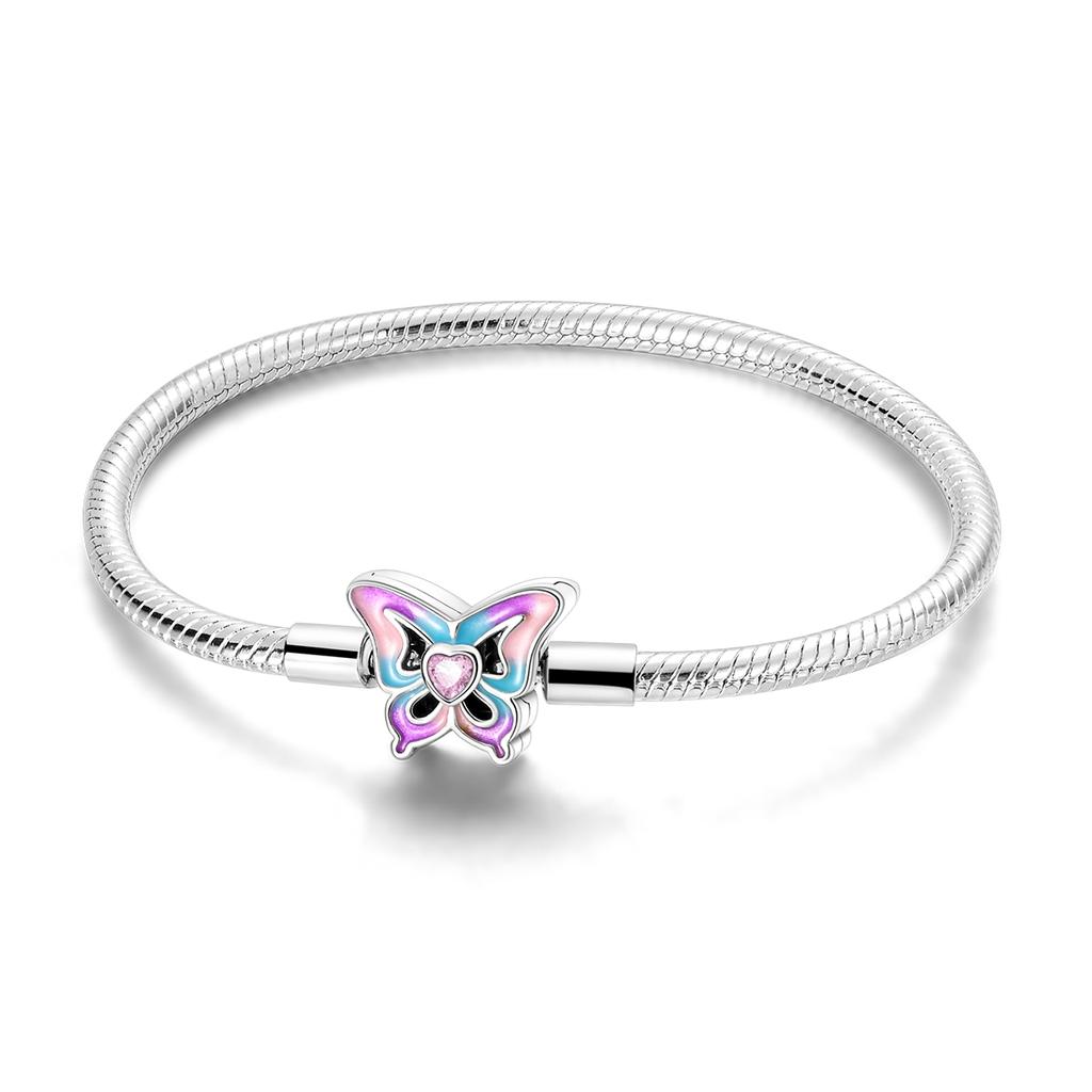 Authentisches Originalarmband Hohe Qualität Feiner Schmuck Kupfer Metall Beschichtet 17-20CM Stern Herz Form Zirkon Schlangenkette Armband Hohe Qualität Fein