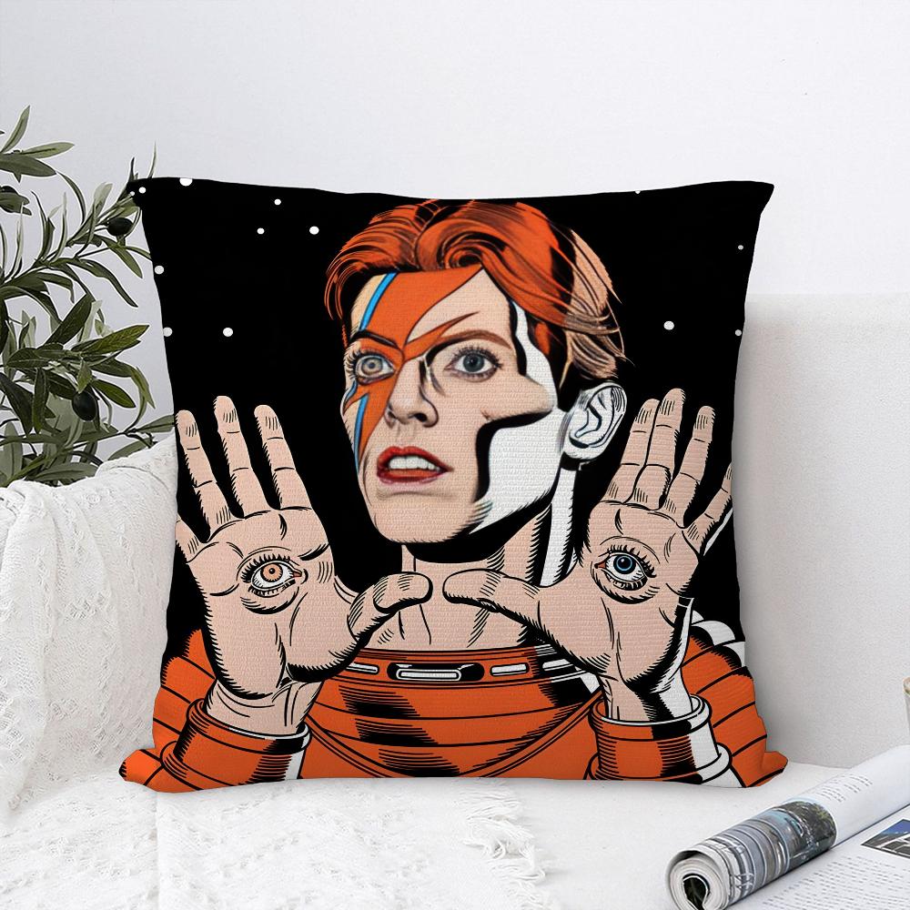 Kissenbezug mit David-Bowies-Motiv, weicher Plüschstoff, doppelseitig bedruckt, Sofakissenbezug, Dekokissenbezug