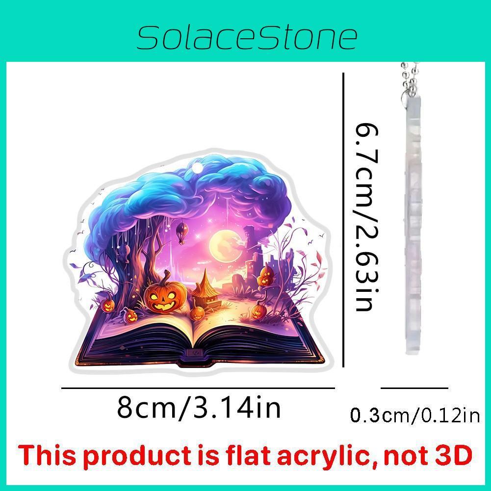 Magic Halloween Themed Book Pumpkin Pattern Acrylic Pendant For Holiday Decor