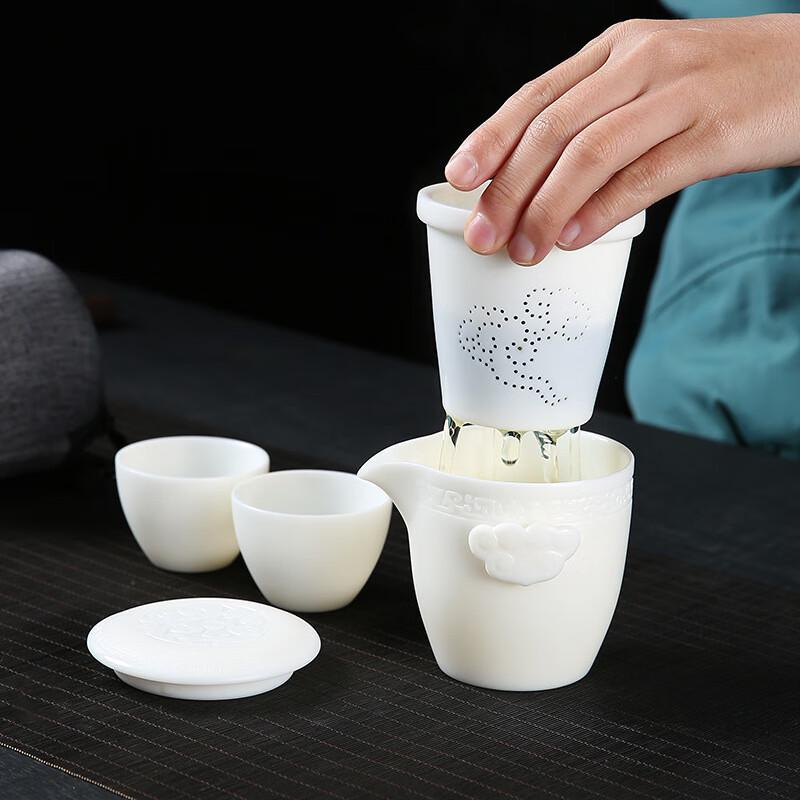 Nordic Mutton-Fat Jade White Ceramic Quick Brew Tea Set
