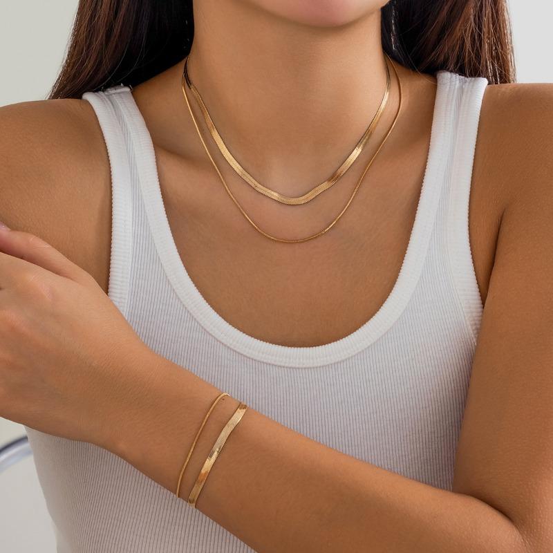 Punk metal snake bone chain necklace - women's unique geometric chain mixed color choker