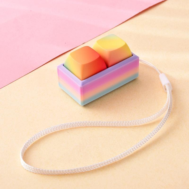 Portable Small Size Stress Relief Toy with Button Lanyard Pocket Fidget Toy for Anxiety Alleviation Commute Daily Use