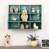 1pc Rouge/Bleu 9 grilles Étagère de Rangement Murale en Bois Vintage, Présentoir de haute qualité pour bijoux et objets de collection de bureau.