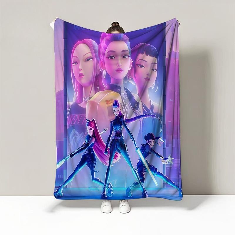 Kpop Girl Group Blanket Soft Flannel Throw Warm Bed Sofa Quilt Anime Style Bedroom Decor Gift for Fans Cozy Home Accessory