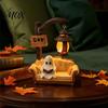Rozmarná Halloweenská Párty Dekorace s Tématem Boo, Lampa Duch Čtoucí Knihu, Roztomilá Figurka Noční Světlo s Knihou, Malá Soška na Krbovou Látku, 3D Pryskyřice Stolní
