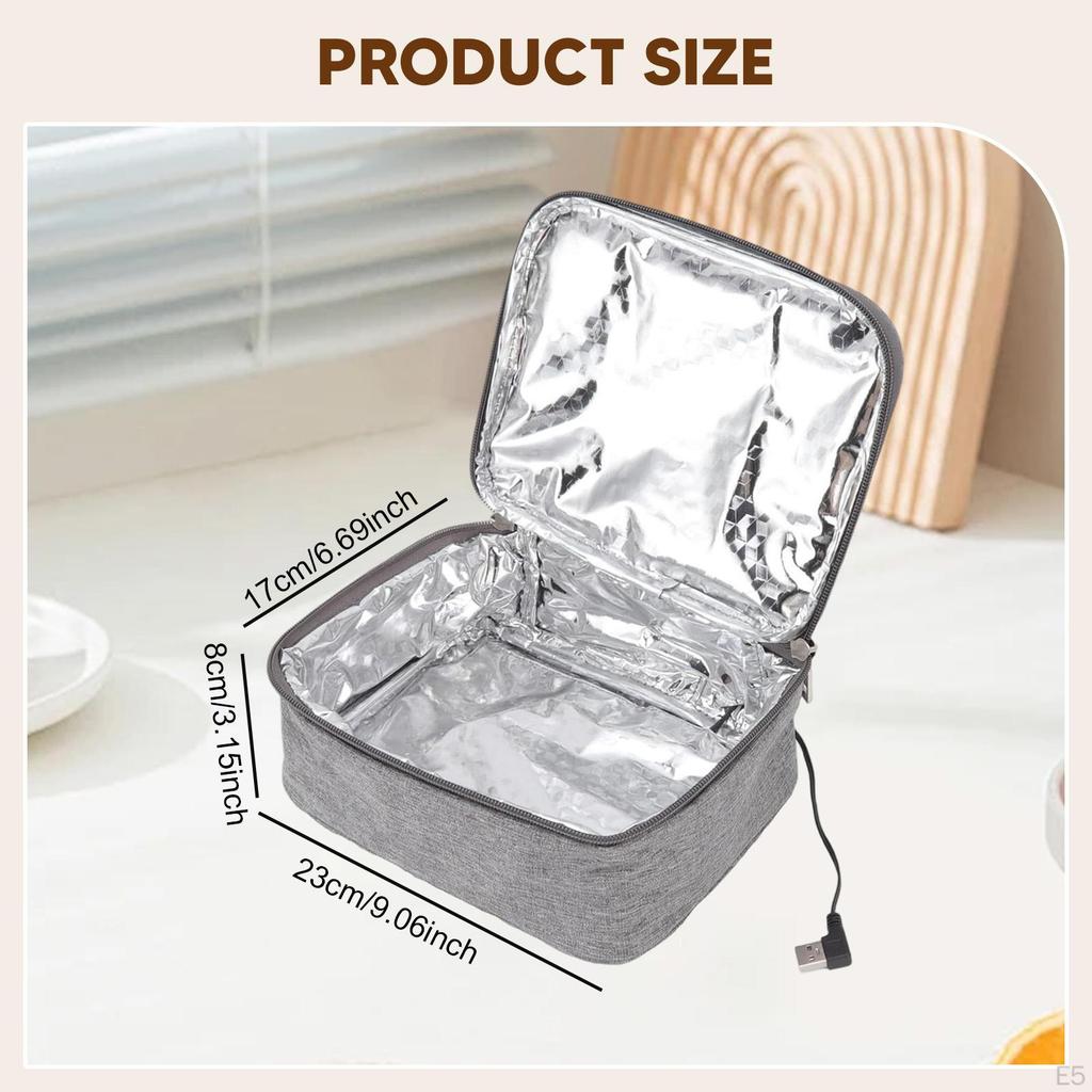USB Heated Lunch Box Bag Container Portable Bento for Camping Travel Car