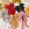 Women Bow Ribbon Hair Clip Fashion Simple Solid Satin Spring Clip Hair Pin Elegant Retro Headband Clips Girls Hair Accessories