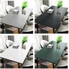 Rectangular Leather Table Cloth, Wipeable Tablecloth, Large Faux Leather Dinner Table Protector Pad, Waterproof Oilproof Heat Resistant Vinyl Fitted