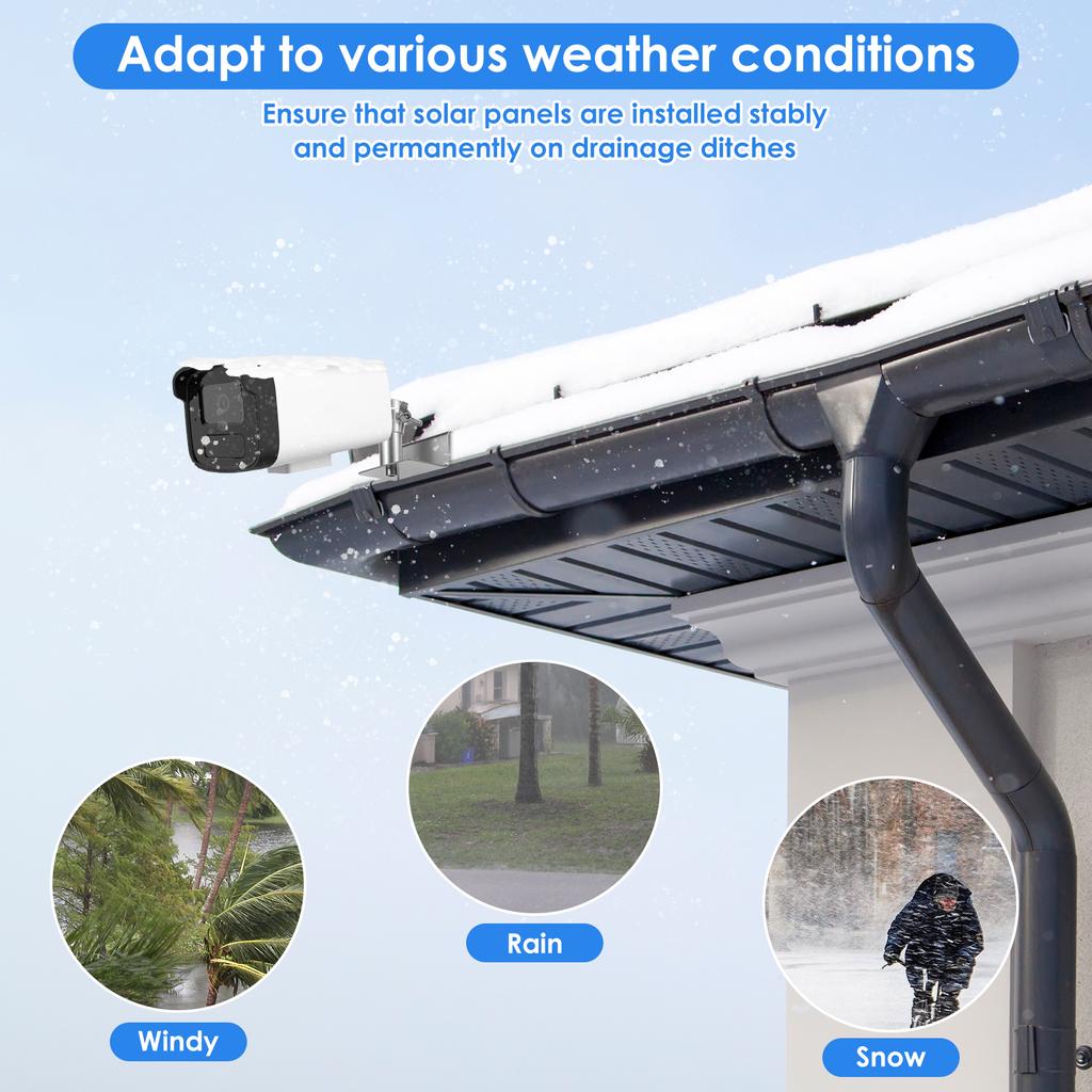 Gutter Mount for Solar Panel Adjustable Stainless Steel Mount Bracket Fou Eufy SoloCam Reolink Aosu Metal Gutter Mount Bracket