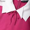 ZANZEA Women Casual Turn Down Collar Summer Short Sleeve Dress
