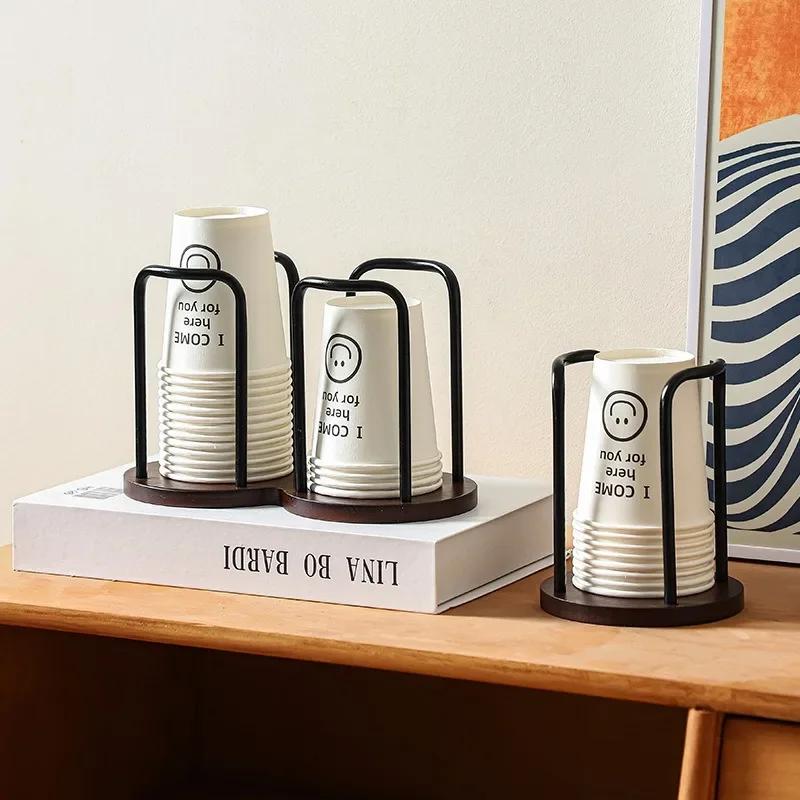 Desktop Disposable Cup Dispenser and Storage Rack -Ideal for Cups and Coffee