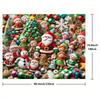 A charming Christmas polyester background cloth featuring Santa Claus, snowmen and elves - the perfect party decoration