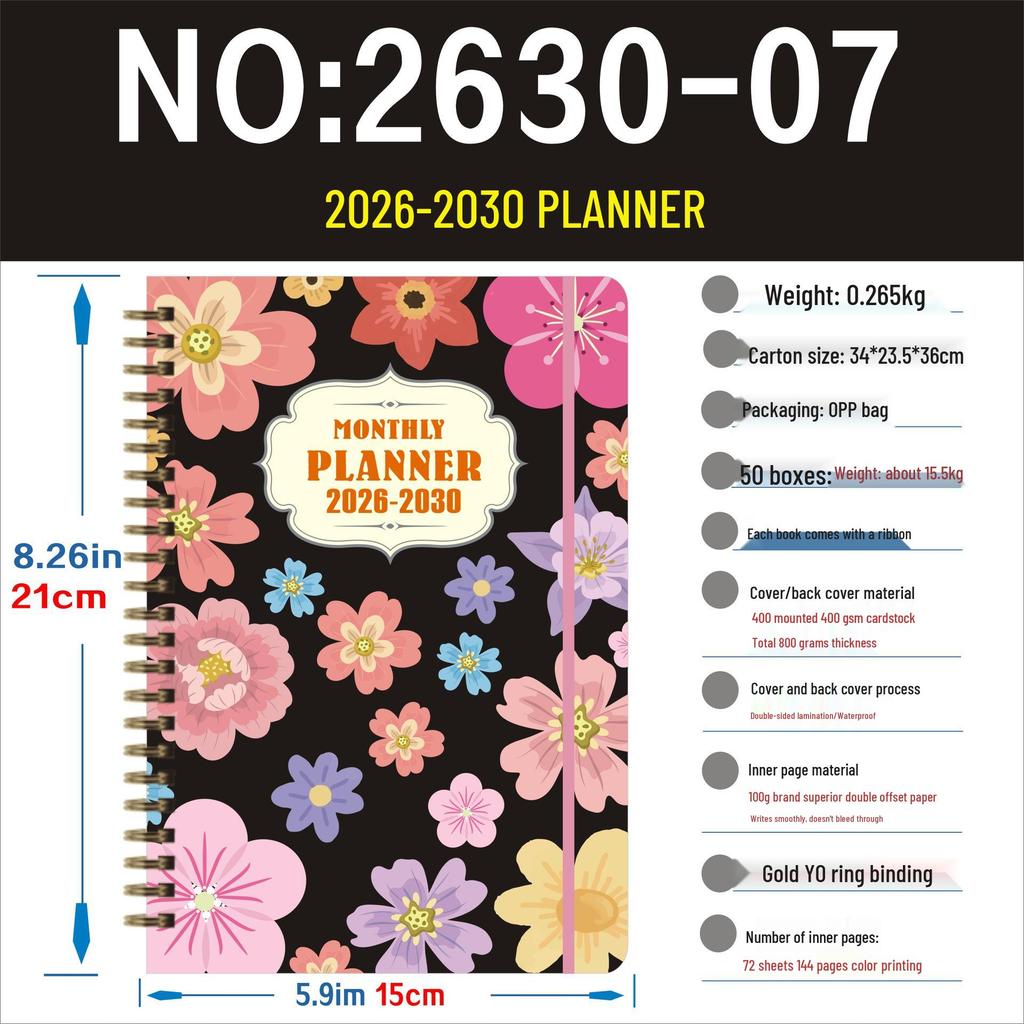 2026-2030 Planner: Cross-border Hot-selling Daily Journal Notebook