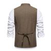 Autumn British Style Retro Vest For Men Fashion Stand Collar Herringbone Coarse Tweed Suit Vest Waistcoat Vintage Gentleman