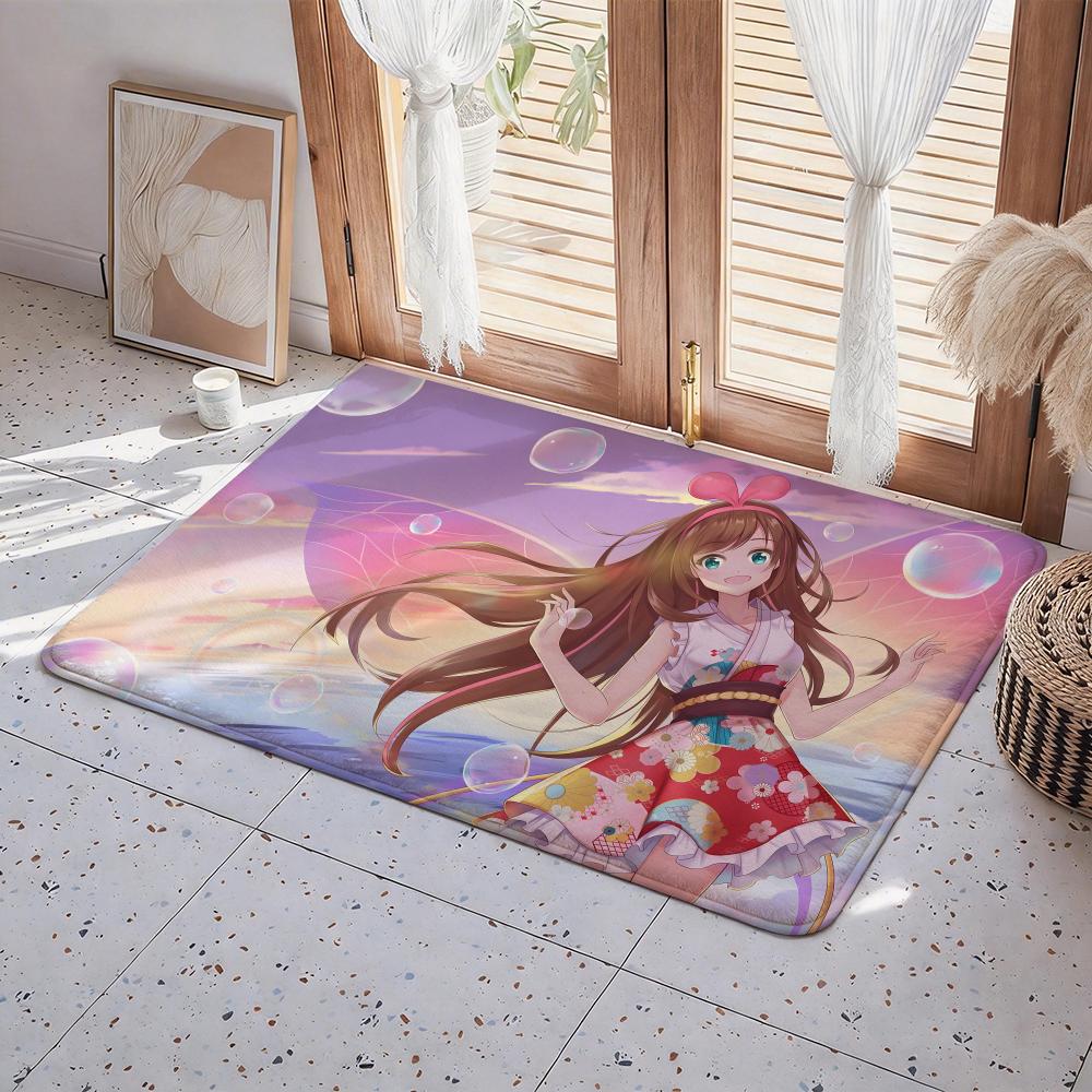 Character K Kizuna AI Floor Mat Eco Flannel Doormat Non Slip Odorless Indoor Floor Rug Soft Short Plush Home Mat