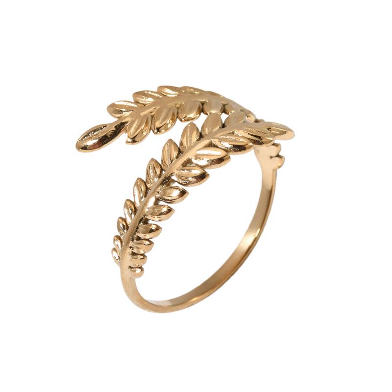 Stainless Steel Trendy Wheat Ear Open Ring for Women - Light Luxury Fashion Design with High-End Appeal
