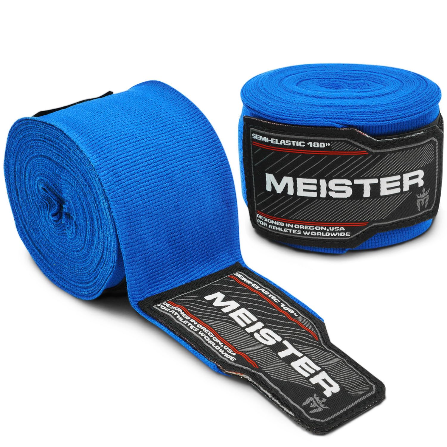 

Meister Adult Hand Wraps for MMA Boxing Blue 180 (457cm) Semi-Elastic & (Pair) -