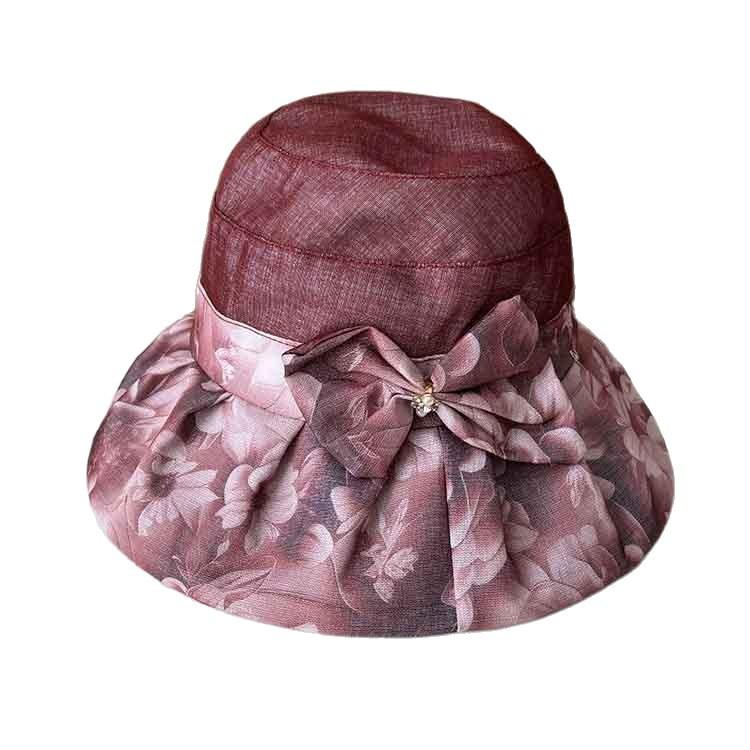 Wide-brimmed sun hat women's summer fashion printing foldable thin organza basin hat, sun hat for shopping
