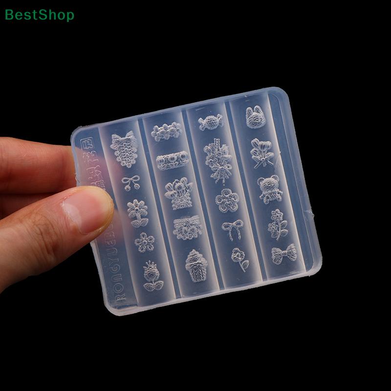 3D Silicone Nail Art Mold Knitted Bow Flower Little Bear Design Nail Art Decor Transparent Manicure Template