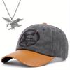 2pcs Men's Tide Cap Fashion Cotton Hat Sports Cap Versatile Eagle Pendant Necklace Set Couple Leisure Sun-shading Duck Tongue Cap