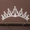 Silver Color Crystal Pearl Crown Tiara Headband for Women Rhinestone Prom Diadem Bridal Wedding Hair Accessories Jewelry Crown