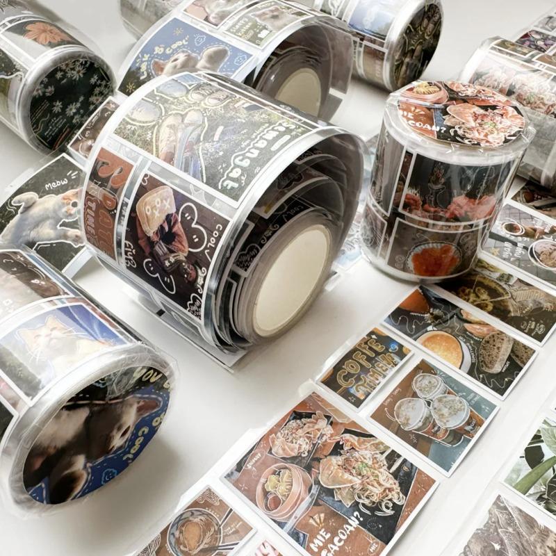 1 Rolka Naklejek do Scrapbookingu Naklejki PET z Postaciami Taśmy Washi Wakacje Rekreacyjne do Sztuki Rękodzieła DIY Album Dziennik Planer