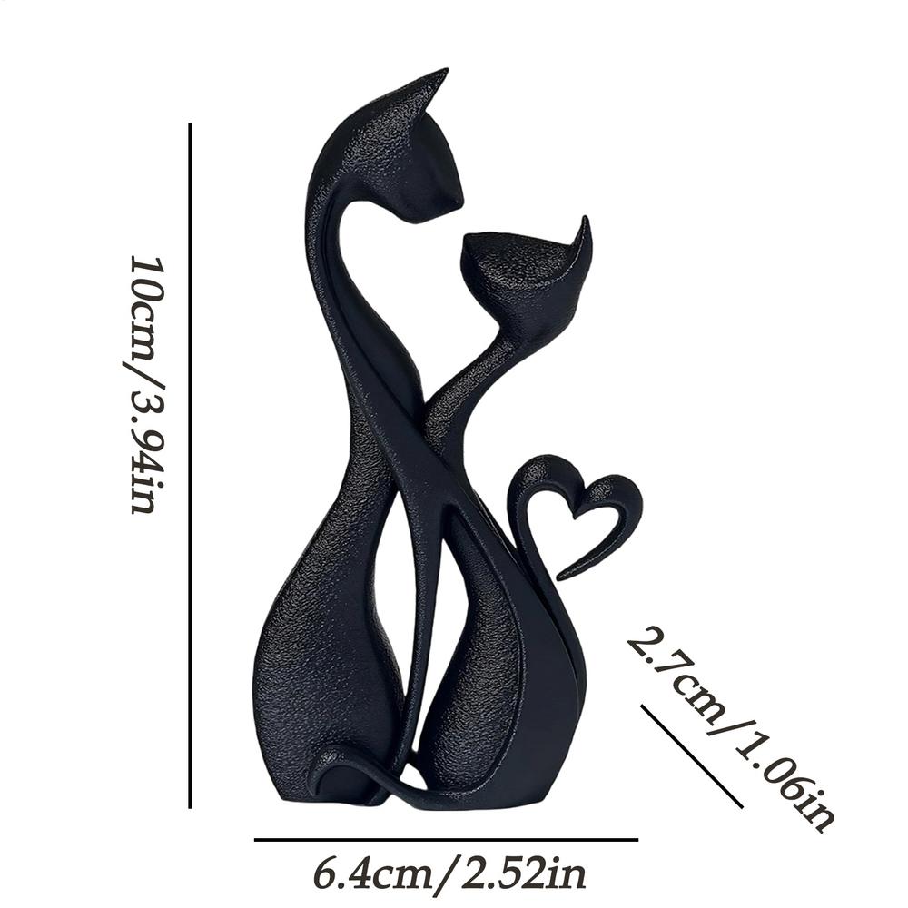 gold black Loving Couple Cats Kiss Dating Statue Couple Cats Statue Retro Heart Elements Animal Room Decoration Cat Sculpture