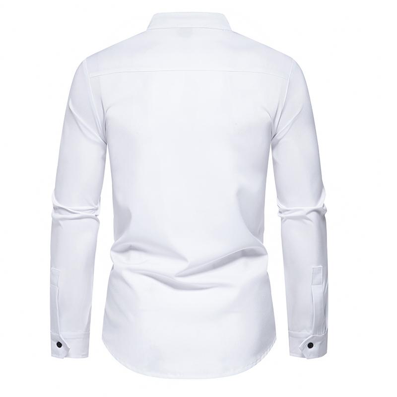 Cozy Up Men's Restaurant Stand-up Collar Long-sleeved Shirt Overalls
