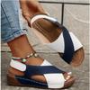 Women's Platform Color Block Gladiator Sandals Chunky Sole Velcro Open Toe Beach Slides