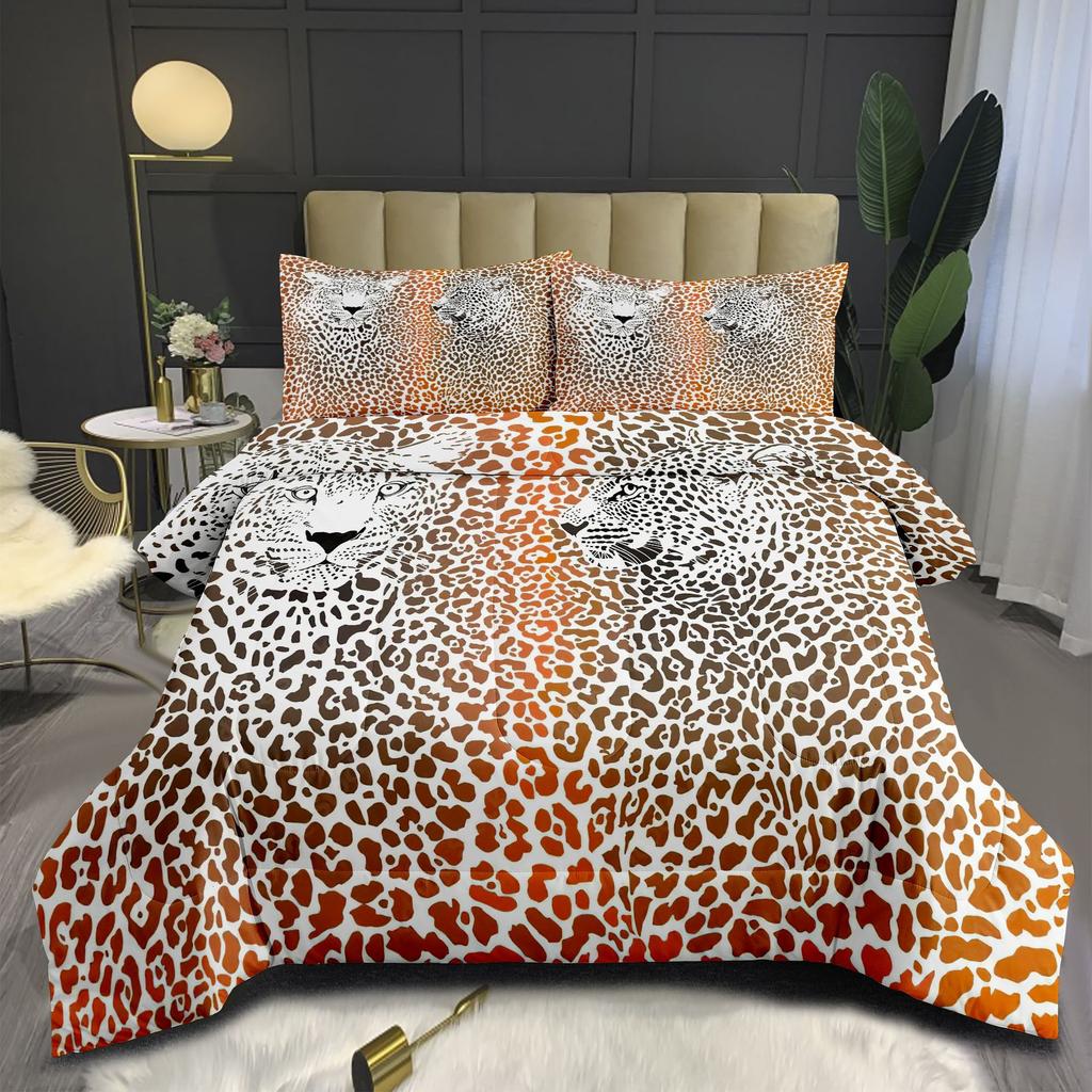 Leopard Leopard Print Fat Quilt Printing Home Textile Quilt Printing Feather Silk Cotton Three Piece Quilt Cover