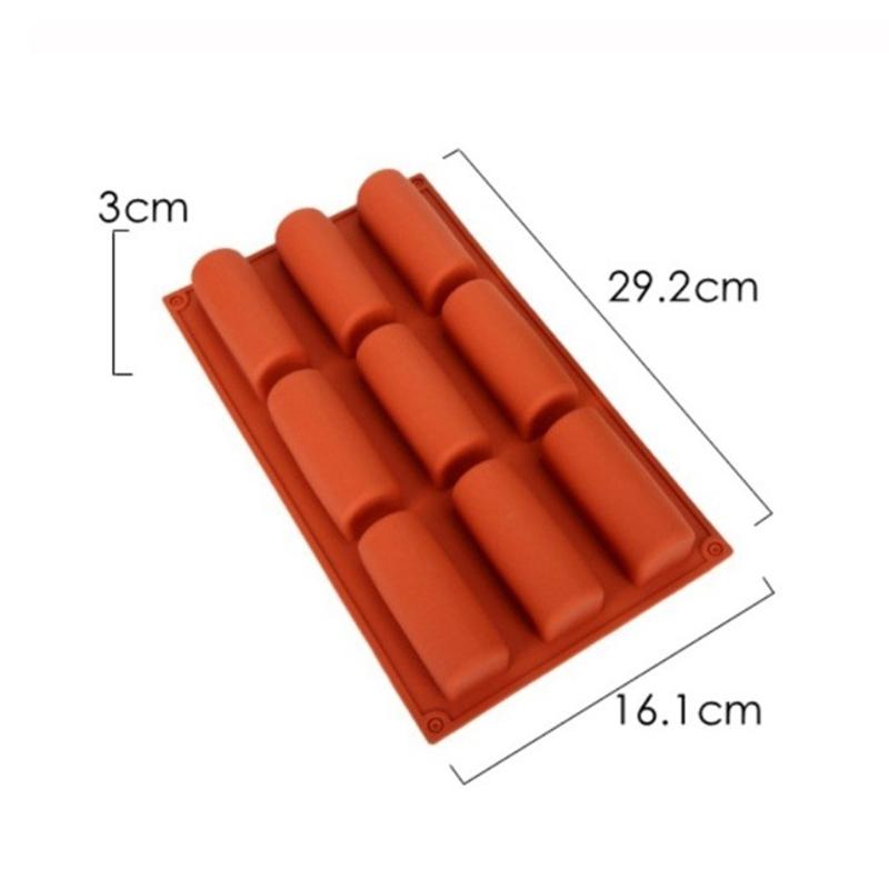 9 Cells DIY Fondant Mousse Cake Silicone Moulds Candy Chocolate Gumpaste Moulds Semi-Cylindrical Strip Shaped Cake Trays