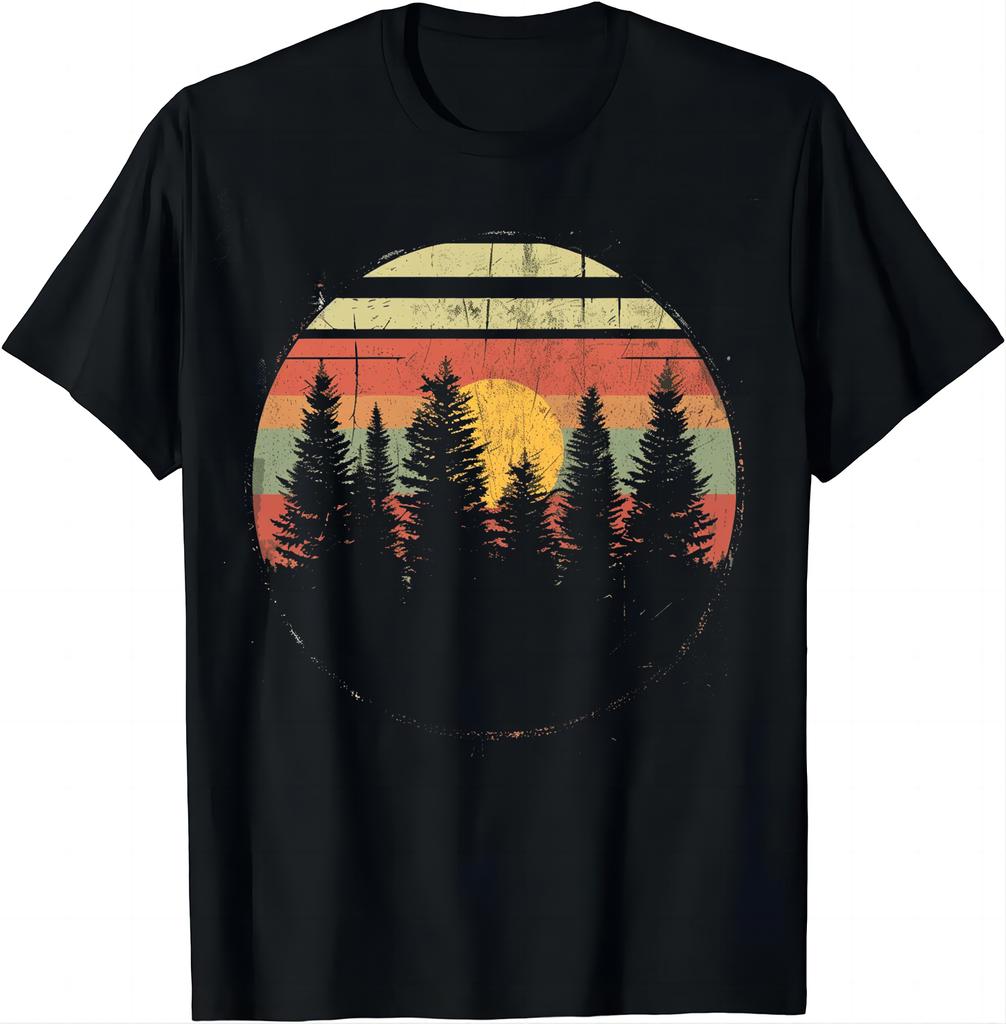 Treelined Sunset Tee  Peaceful View Shirts  Graphic T Shirts Men Clothing Tops Camisetas Streetwear Vintage T Shirt