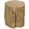 Tree Stump End Table, Round Concrete Side Table for Indoor and Outdoor Use, Natural Wood Effect