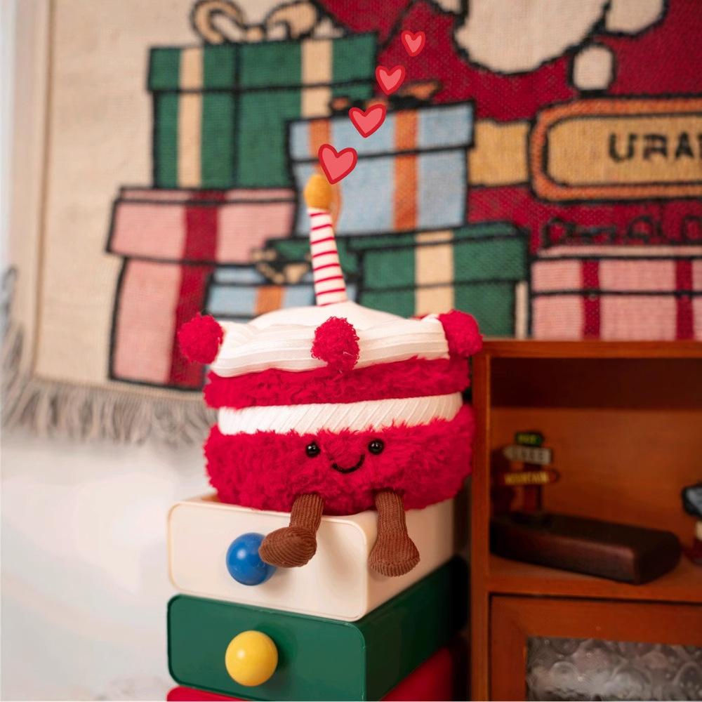 

Fun red cake doll cute strawberry cake plush toy red birthday gift for girls fake cake 25cm【0.1kg】