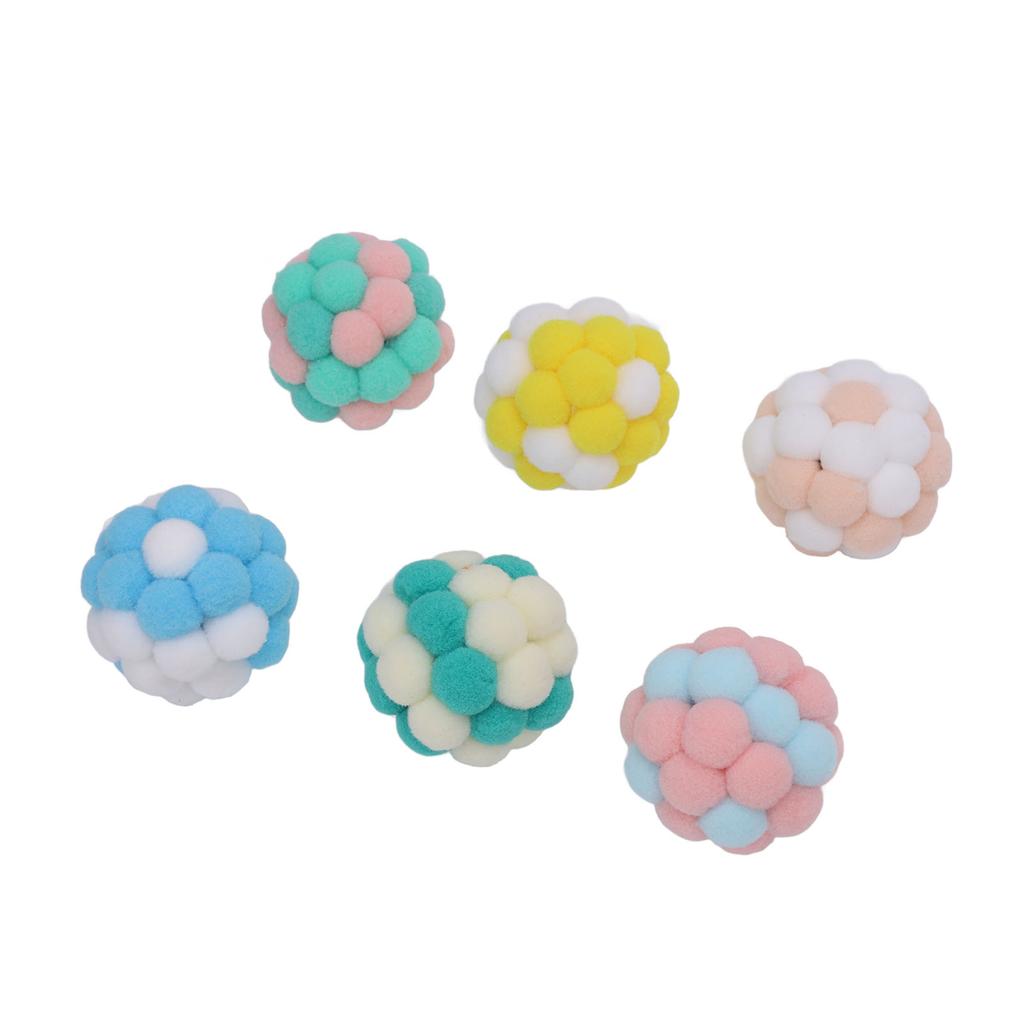 6 Stück Plüsch Katze Spielzeug Ball mit Glocke innen Weich Sicher Interaktiv Katze Kauspielzeug Ball für Kätzchen Kitty