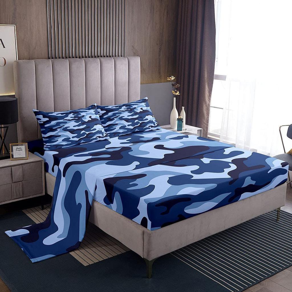 Camouflage Personalized Pattern Bed Hat Four-piece Bedding Set Bedroom Dormitory Bedding Decoration