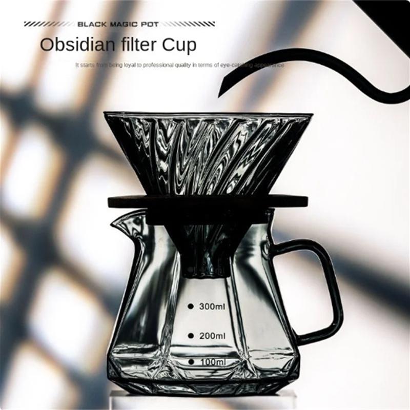 Glass Coffee Filter Cups and Espresso Filter Paper Set Reusable Cone Pour Over Coffee Dripper Filters Accessorie