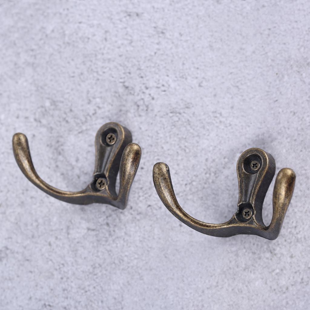 8 Sets Double Head Hooks Wall Mounted Hanger Furniture Fittings Antique Coat/Key/Bag/Towel/Hat Holder Bathroom Kitchen + Screws