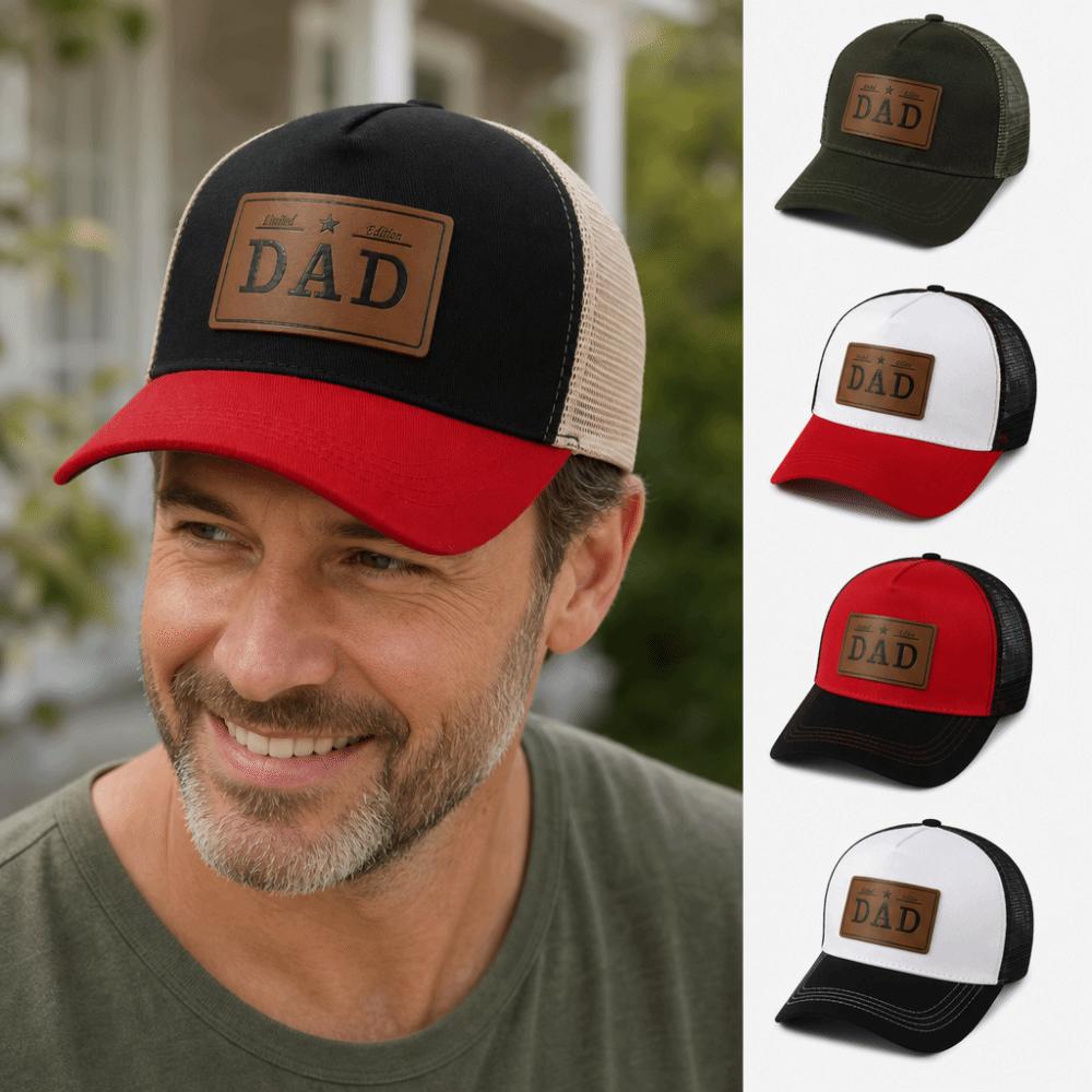 Two Tone Mesh Cap Adjustable Leather Patch Cap Vintage DAD Trucker Hat  Summer Fishing