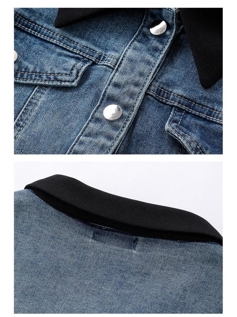 New Spring/Autumn Women's Plus-Size Denim Jacket with Three-Quarter Sleeves - Slim Fit, Light Luxury Fashion for Curvy Figures