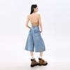 Fashion Summer Relax Fit Casual Wide Leg Cropped Capri Denim Pants For Women Trendy Versatile Loose Straight Slimming AllMatch Design