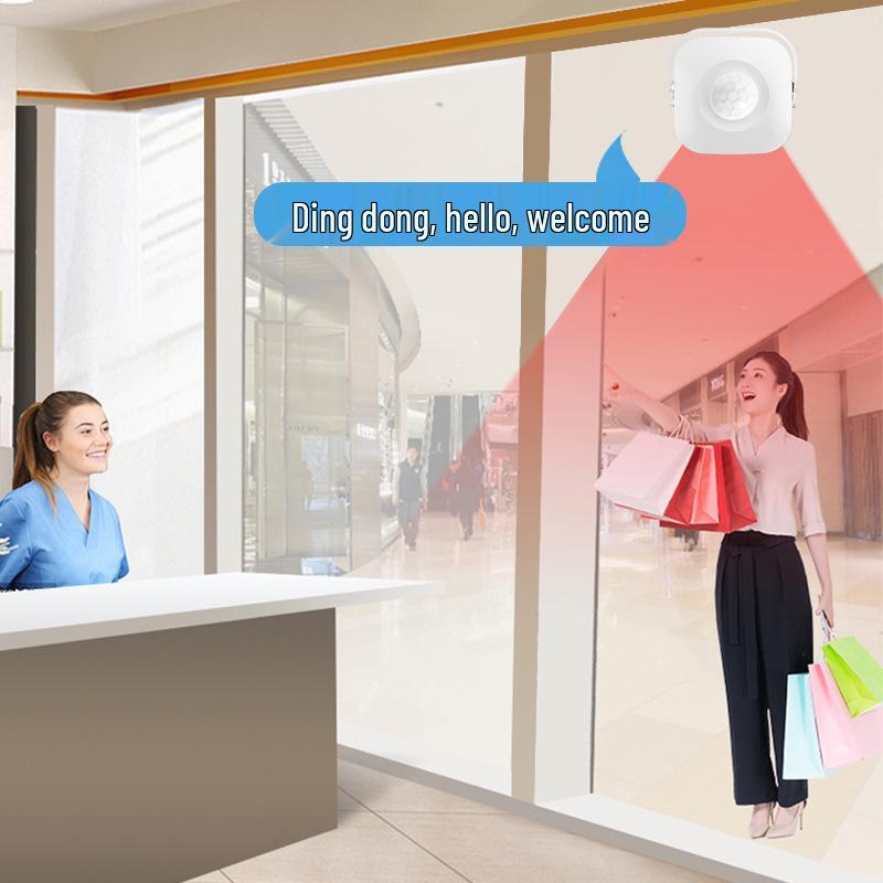 Rechargeable Sensor Doorbell with Voice Welcome and Ding Dong Alert for Store Entry