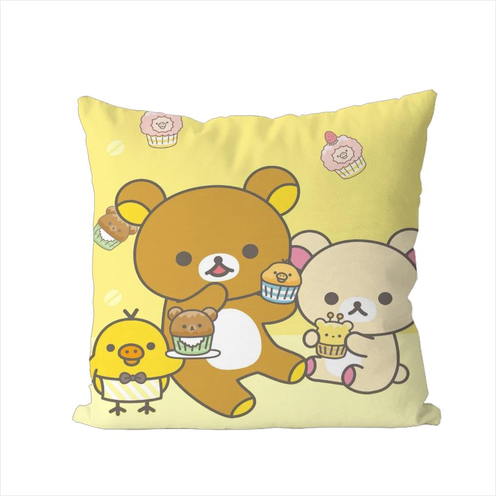 Cute RRilakkuma Pillow Case For Car Sofa Decorative Home Doublesided Print Plush Square Throw Pillow Cushion Cover