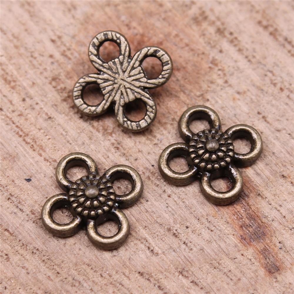40 pièces fleur connecteur breloques pendentif à breloque couleur Bronze Antique 8X8mm