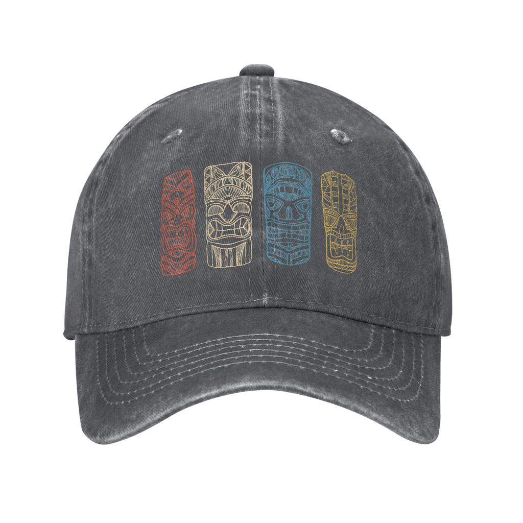 Tiki Hawaiianisch Polynesische Maske Vier Totems Gewaschene Baseballkappe Street Style Sonne Weiblich Männlich Jagd Camping Baseballkappen