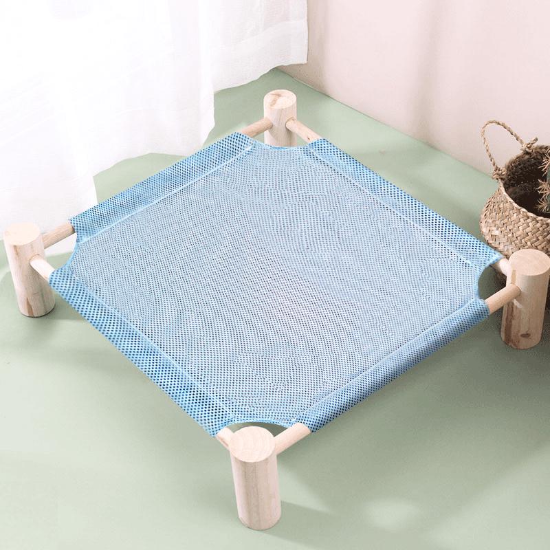 Breathable Pine Wood Rattan Woven Folding Pet Bed - Moisture-proof, Removable, Washable, Four Seasons Style.